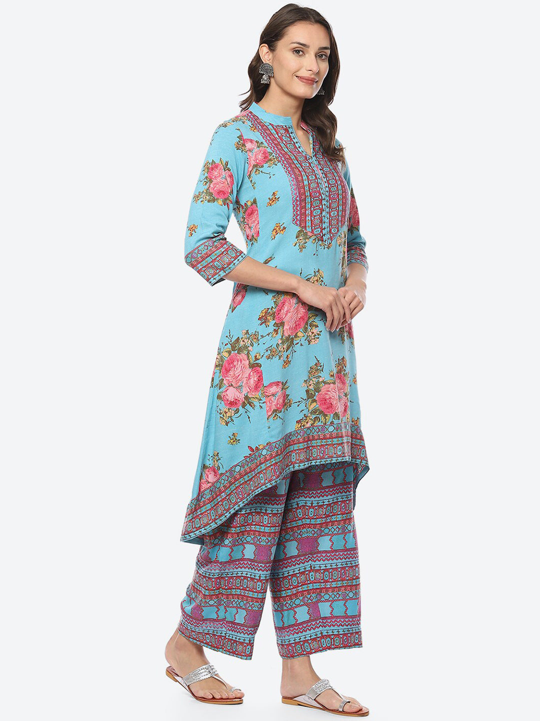Biba Women Floral Printed Kurta with Palazzos - Distacart