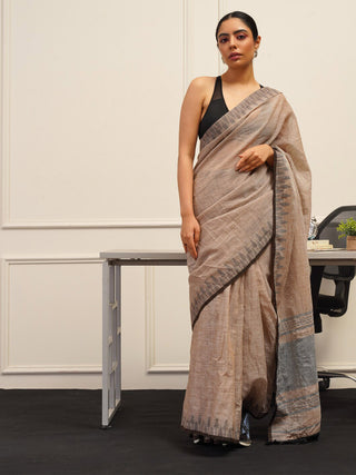 Tikhi Imli Brown Printed Woven Design Saree - Distacart