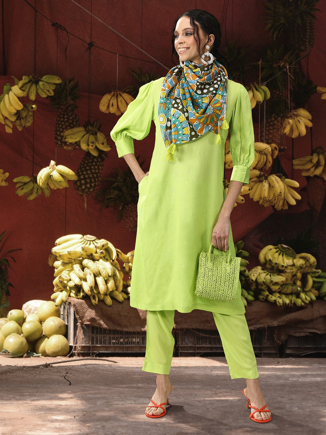 Sangria Women Kurta with Trousers & Dupatta - Distacart