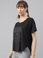 Thumbnail for MKH Women Typography Printed Drop-Shoulder Sleeves Dri-FIT Sports T-shirt - Distacart