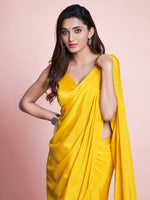 Thumbnail for Mitera Yellow Pure Chiffon Saree - Distacart