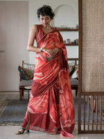 Thumbnail for Suta Maroon Floral Pure Cotton Saree - Distacart