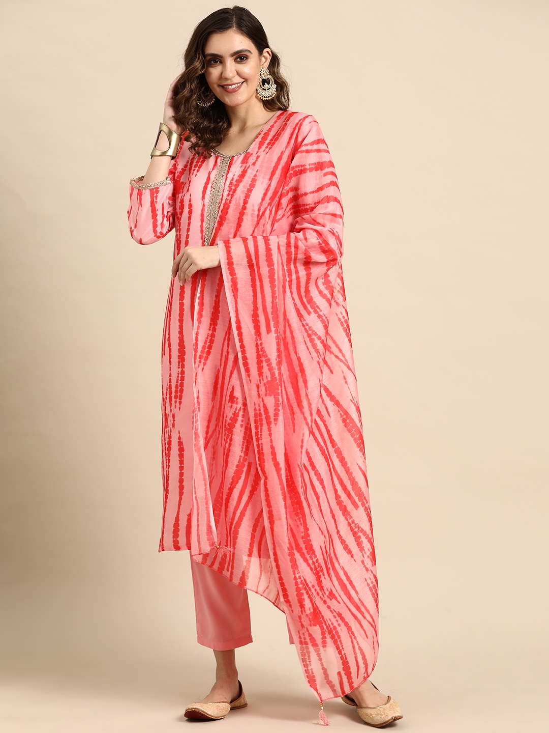 Sangria Women Printed Regular Pure Cotton Kurta with Palazzos & With Dupatta - Distacart