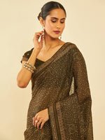 Thumbnail for Soch Floral Embroidered Zari Saree - Distacart