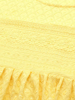 Thumbnail for Sangria Yellow Ethnic Motifs Embroidered Chikankari A-Line Kurta - Distacart