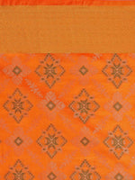 Thumbnail for Saree Mall Yellow Silk Blend Patola Print Kanjeevaram Saree with Unstitched Blouse - Distacart