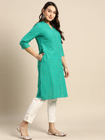 Thumbnail for Sangria Checked Mandarin Collar Pure Cotton Kurta - Distacart