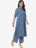 Thumbnail for Biba Women Embroidered A-Line Kurta With Palazzos - Distacart