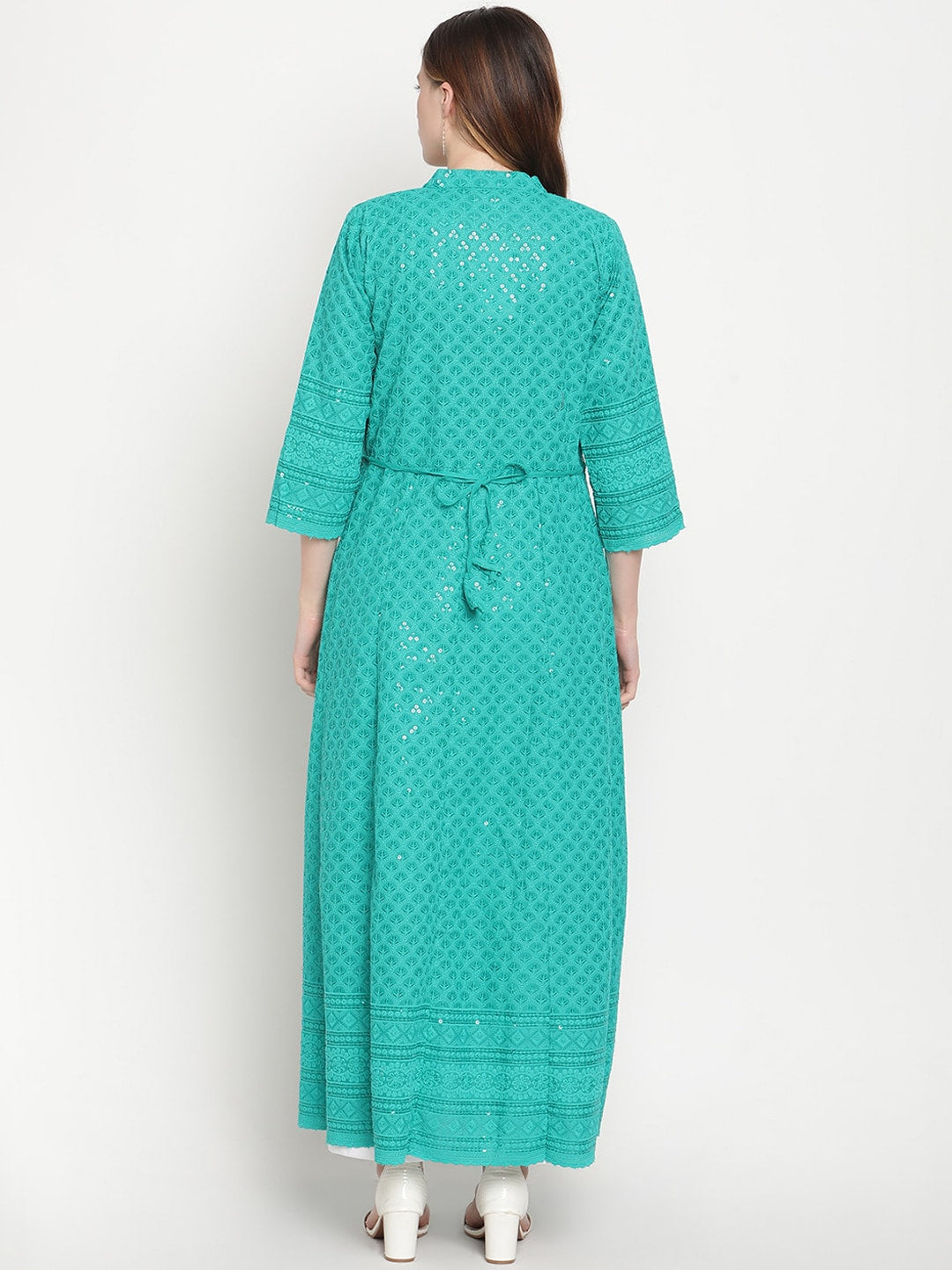 Kalini Chikankari Embroidered Pure Cotton Anarkali Kurta - Distacart