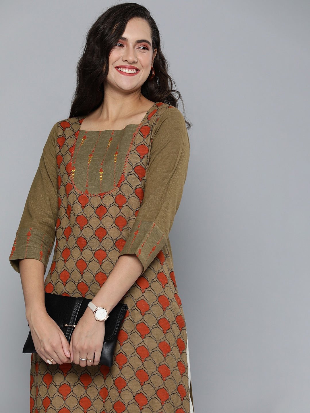 HERE&NOW Women Ethnic Motifs Straight Kurta - Distacart