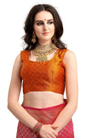 Thumbnail for Kalini Pink & Mustard Yellow Ethnic Motifs Woven Design Half & Half Kanjeevaram Saree - Distacart