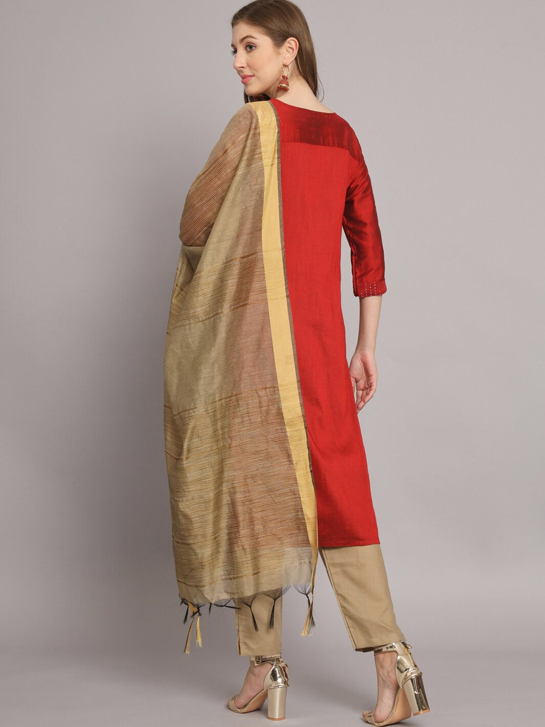 Kalini Embroidered Sequinned Kurta with Trousers & With Dupatta - Distacart