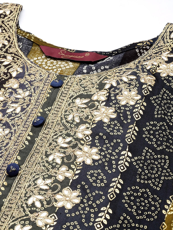 Blue Bandhani Kurta