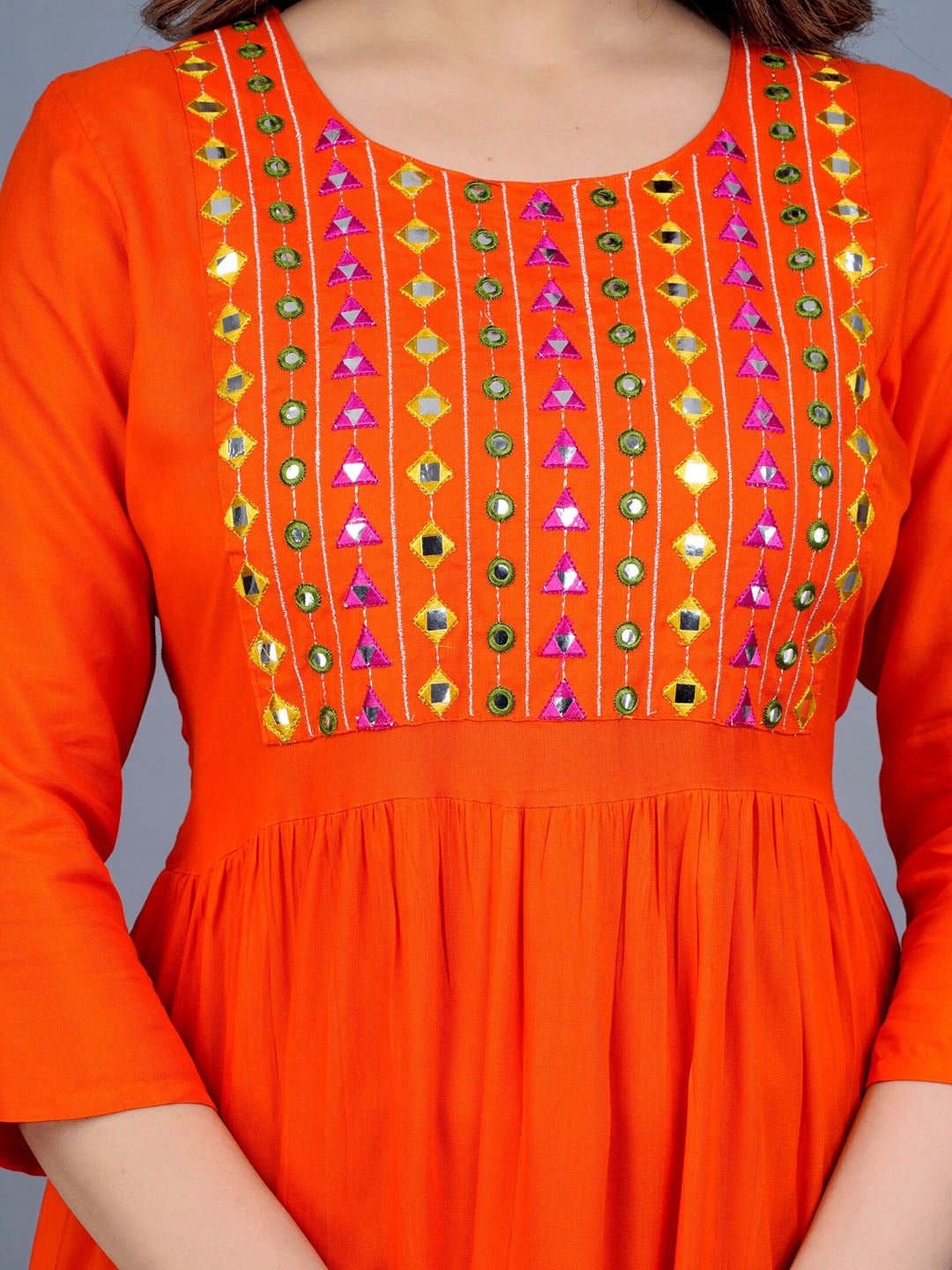 Kalini Women Embroidered Mirror Work Tiering Anarkali Kurta - Distacart