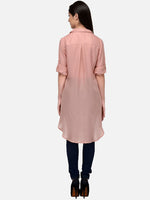 Thumbnail for Kalini Women Peach-Coloured Pastels High Low Pathani Kurta - Distacart