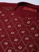 Thumbnail for House of Pataudi Ethnic Motifs Embroidered Pure Cotton Sequinned Jashn Kurta - Distacart
