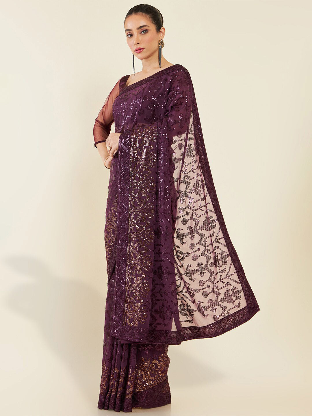 Soch Sequinned Embellished Saree - Distacart