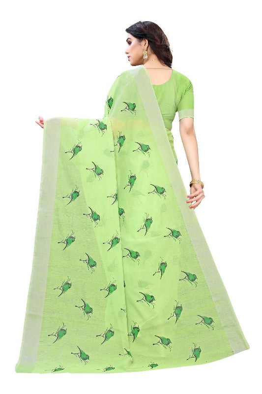  Parrot Green Chanderi Designer Saree 