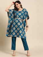 Thumbnail for Sangria Ethnic Motifs Printed Gotta Patti Kurta with Trousers - Distacart