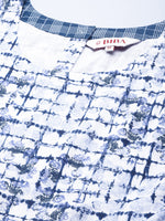 Thumbnail for Biba Women White & Navy Blue Pure Cotton Checked A-Line Kurta - Distacart