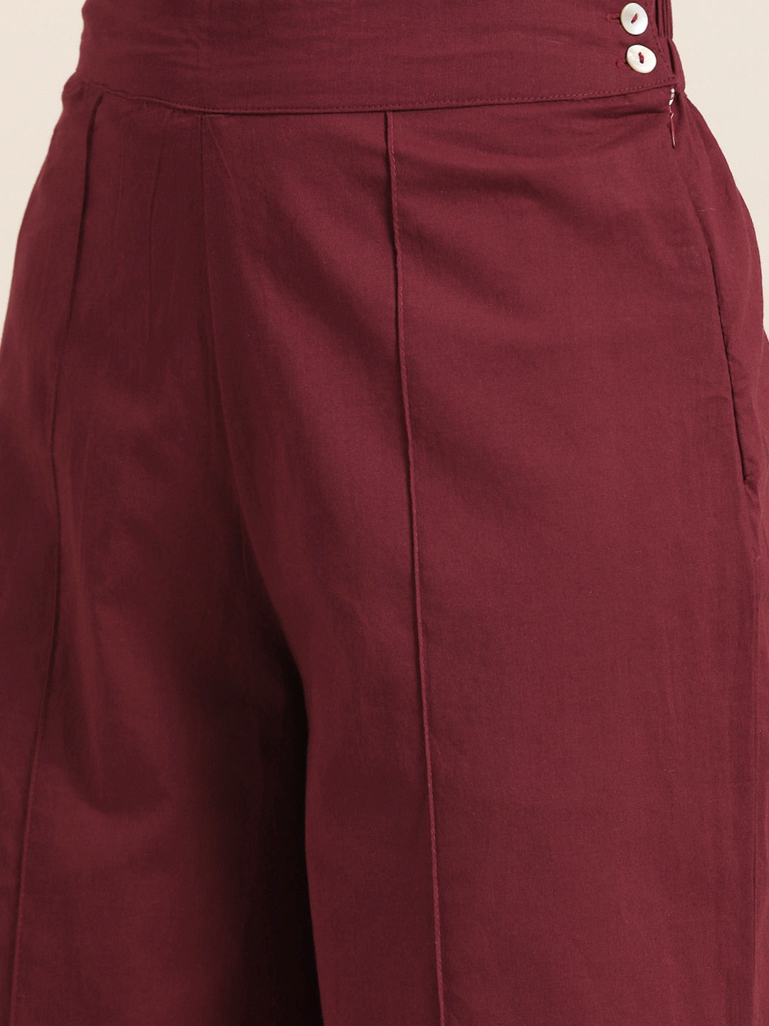 Sangria Women Burgundy & Mustard Yellow Abstract Print Cotton Kurta with Trousers - Distacart