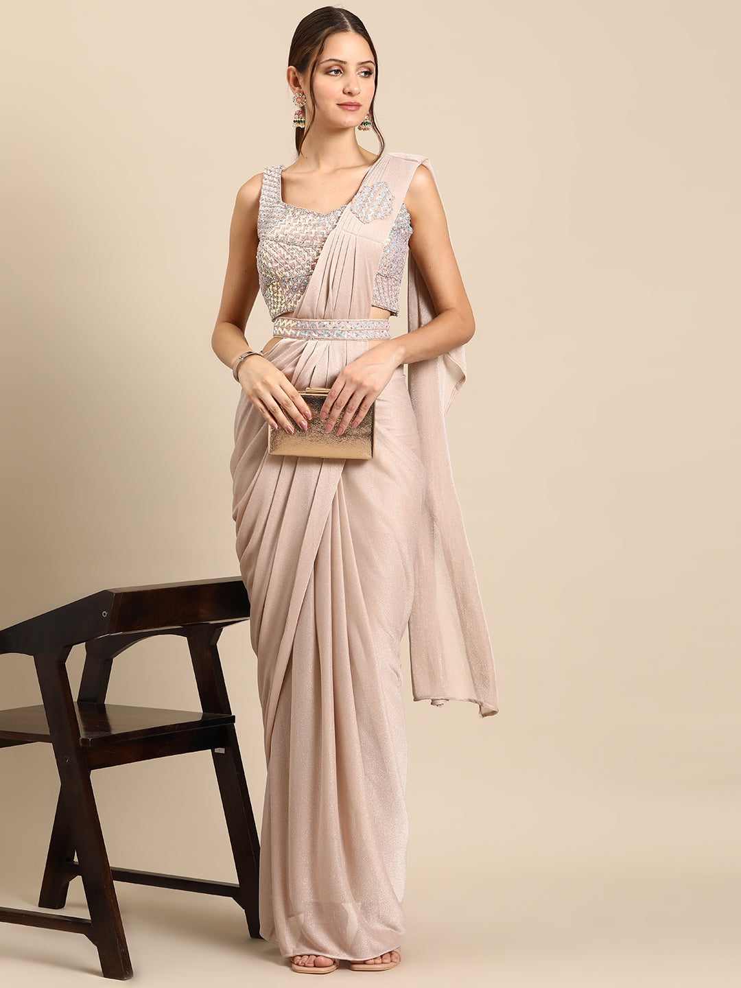 Mitera Embellished Embroidered Ready to Wear Leheriya Saree - Distacart