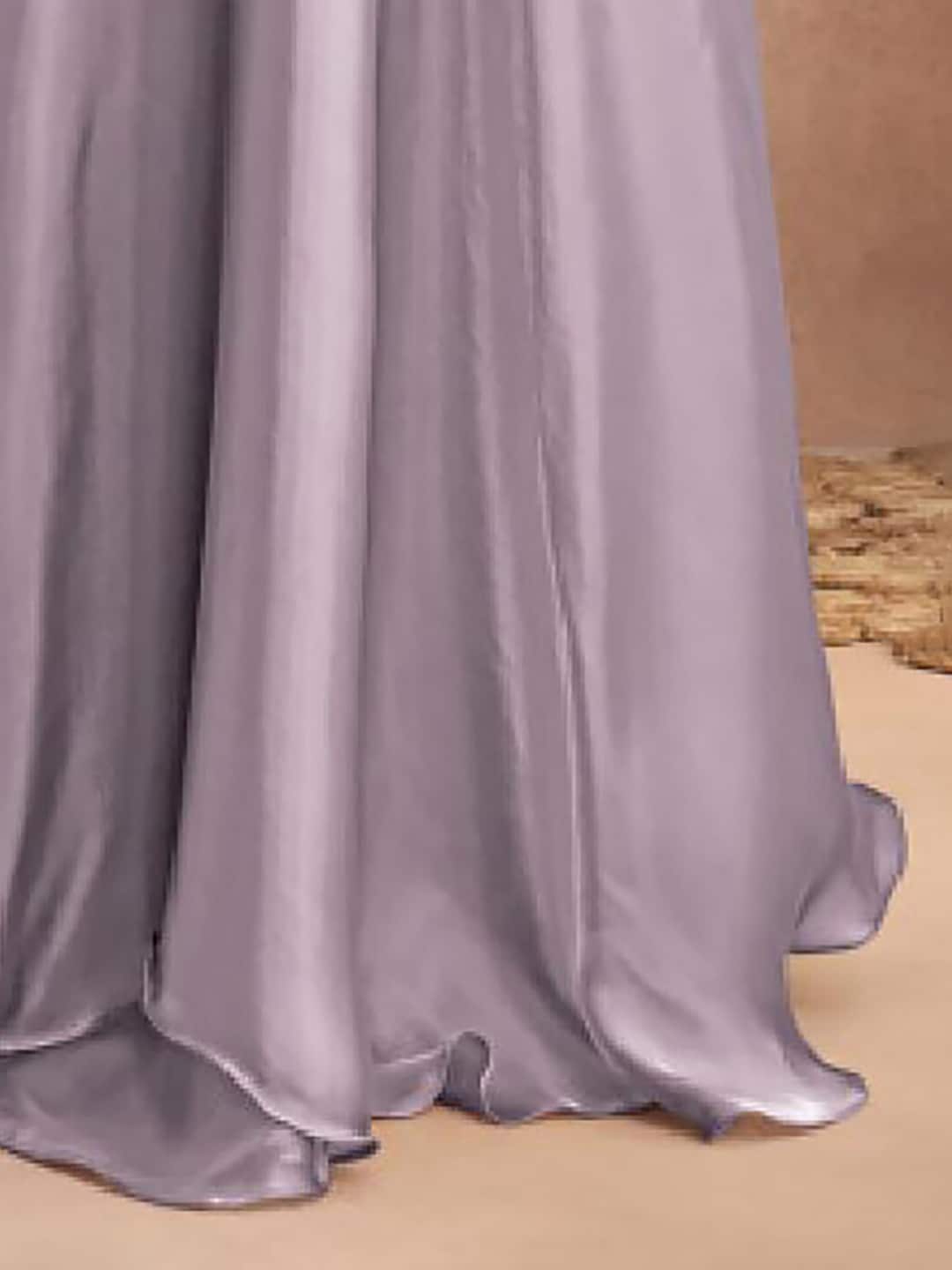 Mitera Lavender Floral Embroidered Satin Saree - Distacart