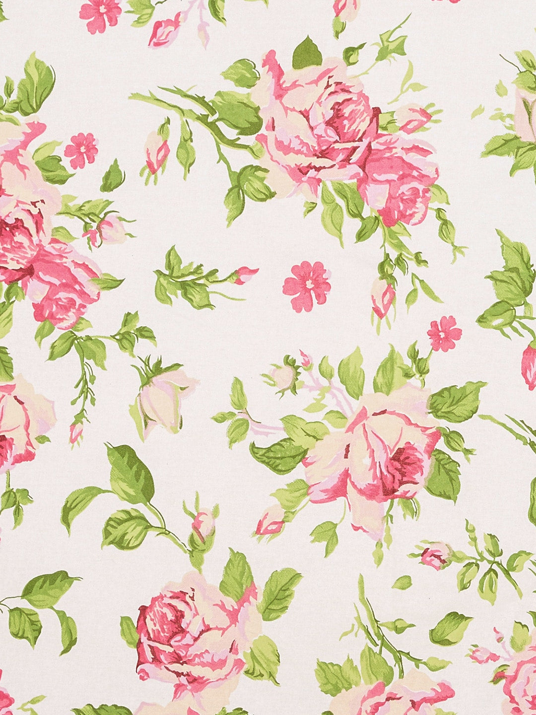 SEJ by Nisha Gupta White & Pink Floral 144 TC Cotton 1 King Bedsheet with 2 Pillow Covers - Distacart