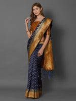 Thumbnail for Mitera Navy Blue Silk Blend Woven Design Banarasi Saree - Distacart