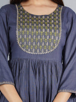 Thumbnail for Kalini Women Grey Embroidered Anarkali Kurta - Distacart