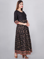 Thumbnail for Kalini Women Black & Red Ethnic Motifs Printed Round Neck Cotton Anarkali Kurta - Distacart