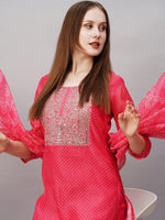 Thumbnail for Kalini Ethnic Motifs Embroidered Regular Sequinned Kurta With Trousers & Dupatta - Distacart