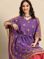 Thumbnail for Sangria Women Ethnic Motifs Printed Kaftan Kurta - Distacart