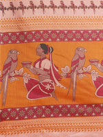 Thumbnail for Saree Mall Peach-Coloured & Maroon Warli Print Bhagalpuri Saree - Distacart