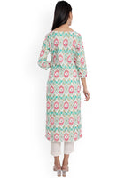 Thumbnail for Kalini Women White Floral Printed Thread Work Kurta - Distacart