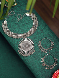 Thumbnail for Cardinal Oxidized Silver-Toned Long Jewellery Set - Distacart