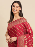 Thumbnail for Kalini Striped Foil Work Vichitra Silk Saree - Distacart