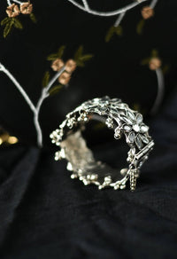 Thumbnail for Mominos Fashion Kamal Johar Oxidised Silver-Plated Mirror work Design Bracelet