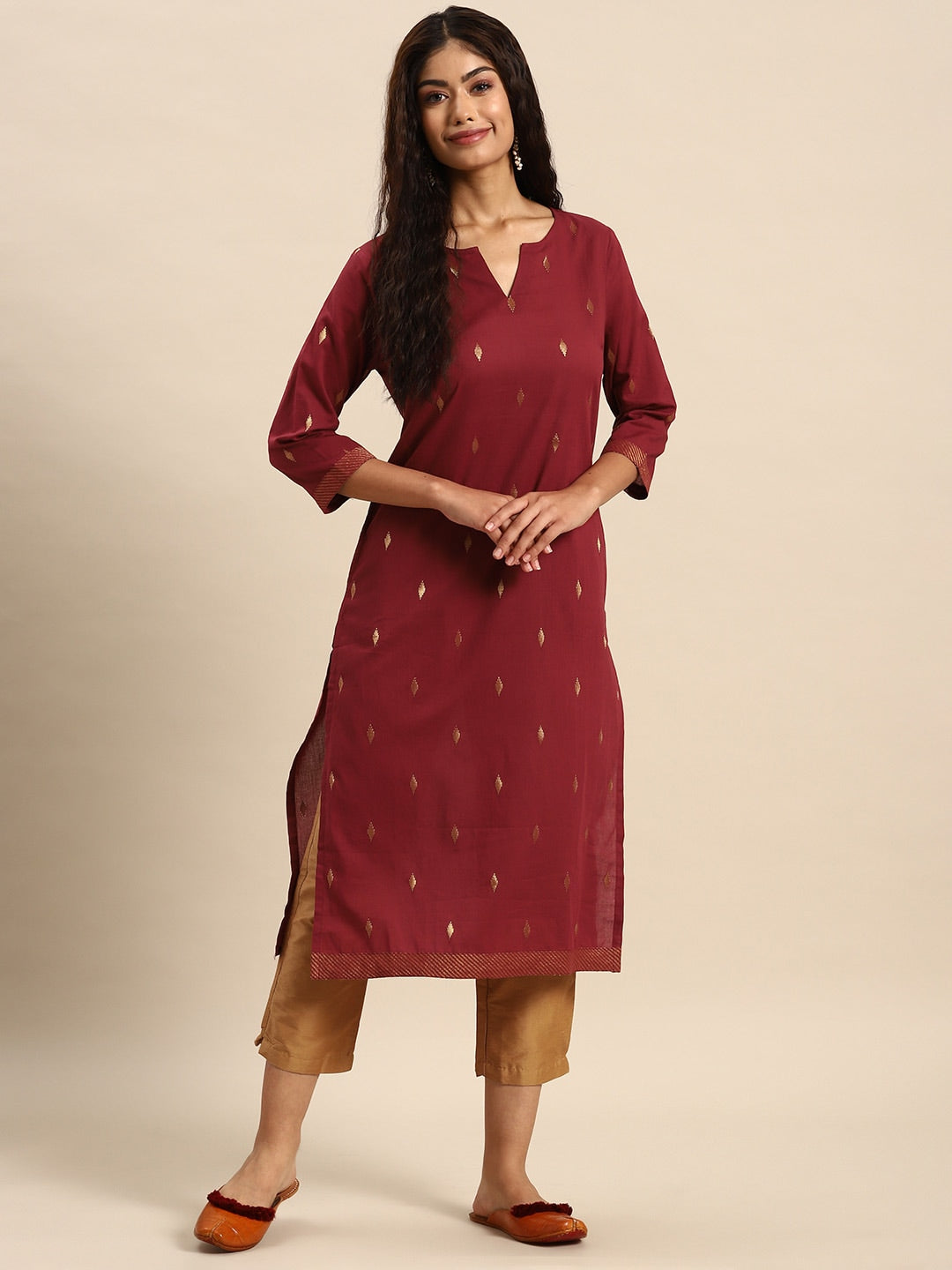 Sangria Geometric Printed Kurta - Distacart