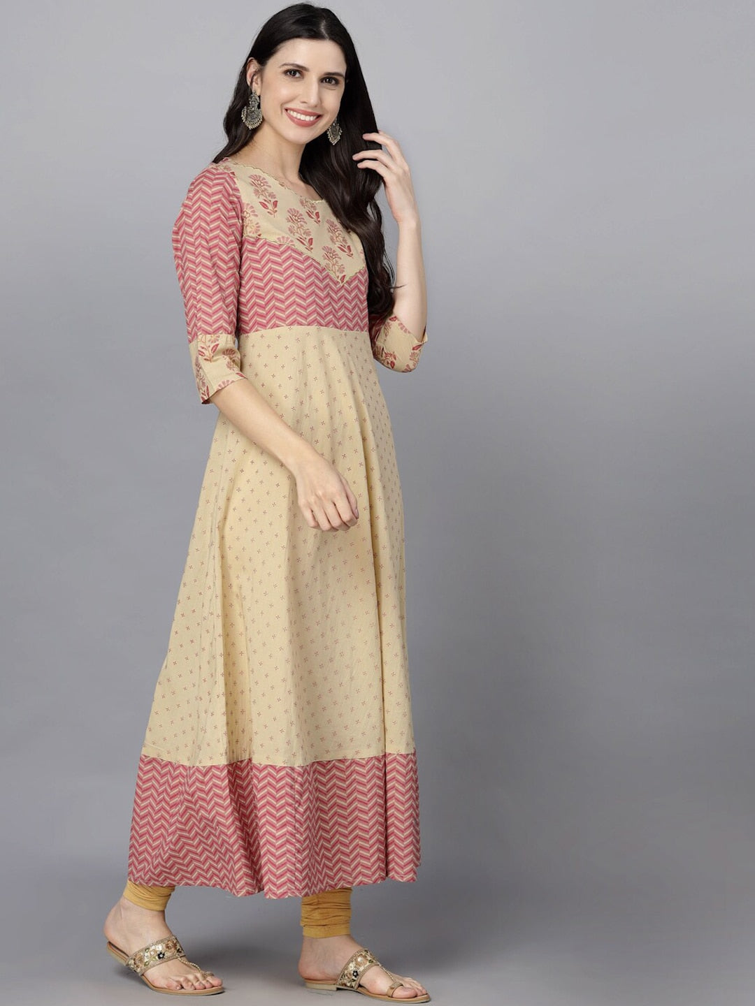 HERE&NOW Women Ethnic Motifs Printed Anarkali Kurta - Distacart