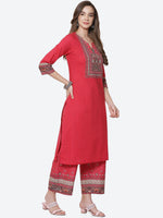 Thumbnail for Biba Women Red Printed Kurta with Salwar & Dupatta - Distacart