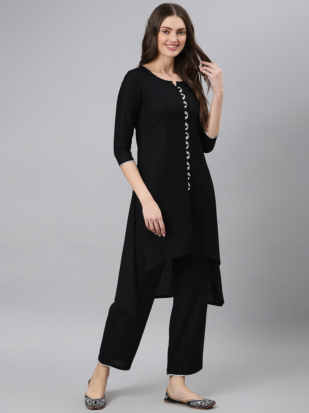 Khushal K Women Black Kurta with Trousers & With Dupatta - Distacart