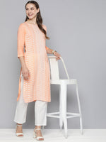 Thumbnail for HERE&NOW Women Ethnic Motifs Embroidered Pastels Kurta - Distacart
