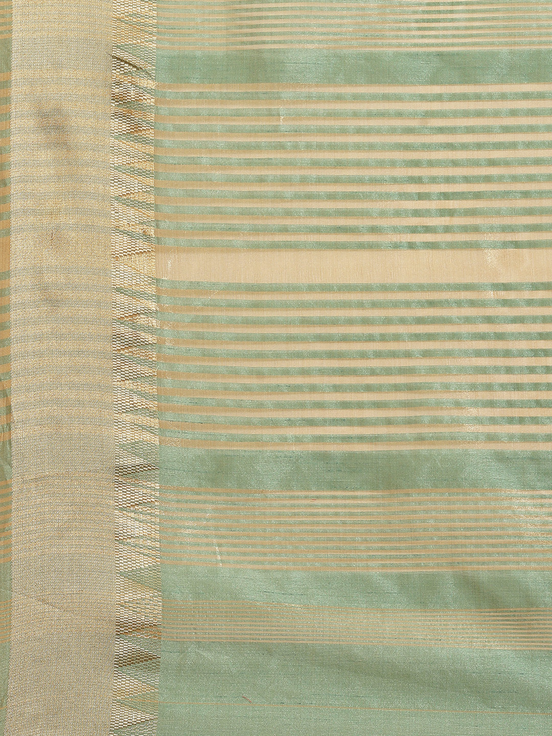 Kalini Green & Golden Solid Woven Design Saree - Distacart