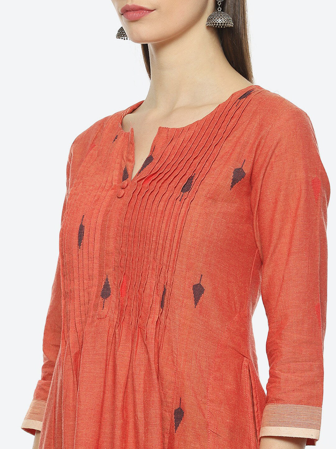 Biba Notch Neck Pleated Kurta with Trousers - Distacart