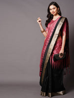 Thumbnail for Mitera Mauve & Gold-Toned Silk Cotton Banarasi Saree - Distacart