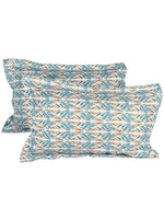Thumbnail for Story@home Tango Blue & White Printed 240 TC King Bedsheet with 2 Pillow Covers - Distacart