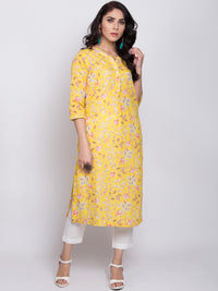 Thumbnail for Biba Women Yellow Printed Straight Kurta - Distacart