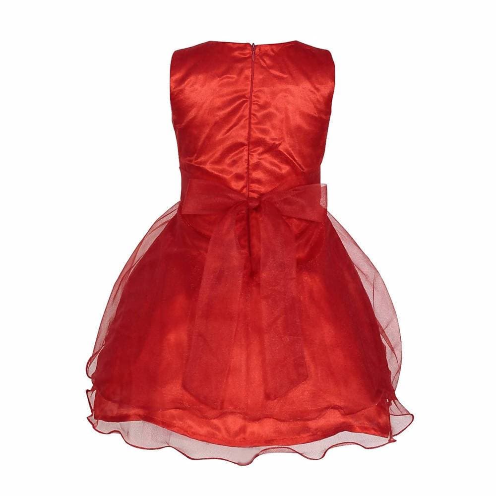 Asmaani Baby Girl's Red Color Satin Knee Length Frock (AS-DRESS_22140) - Distacart