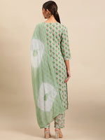 Thumbnail for Sangria Women Floral Printed Gotta Patti Pure Cotton Kurta with Trousers & With Dupatta - Distacart